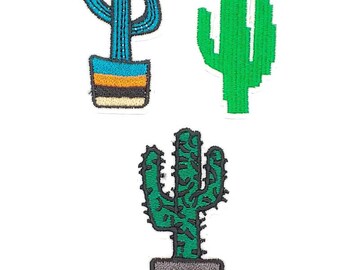 Sew On / Iron On Cactus Patch Set of 3