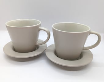 Vintage Ikea Dinera Sand Beige Coffee Cup and Saucer Sets