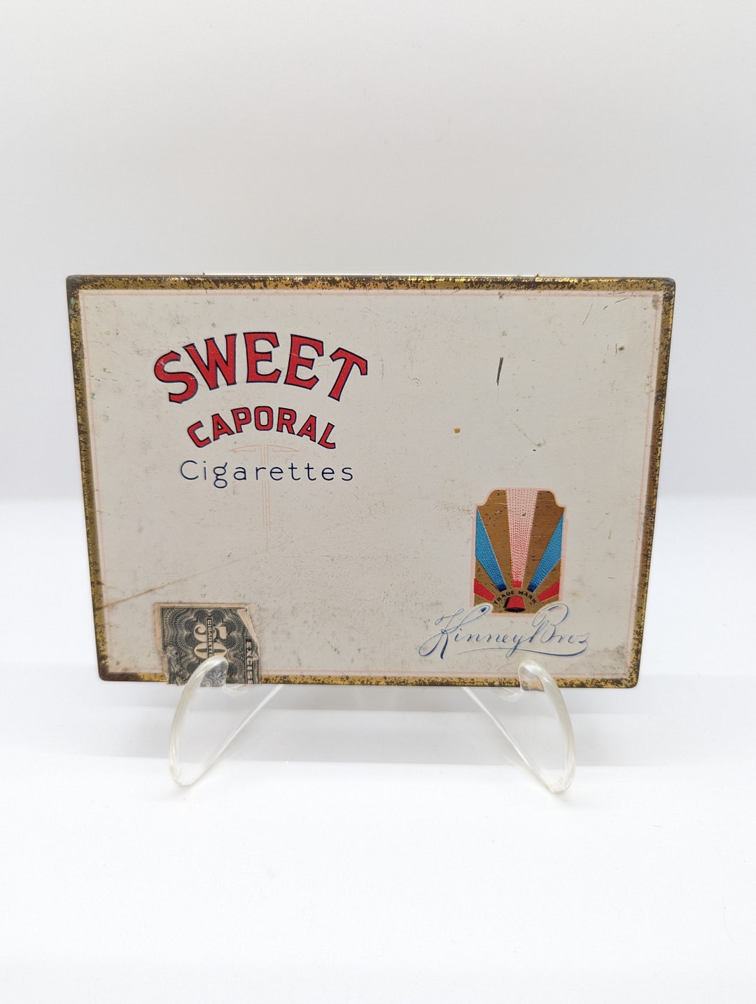 Mid Century Sweet Caporal Cigarette 50's Tin. Excise Stamp Intact