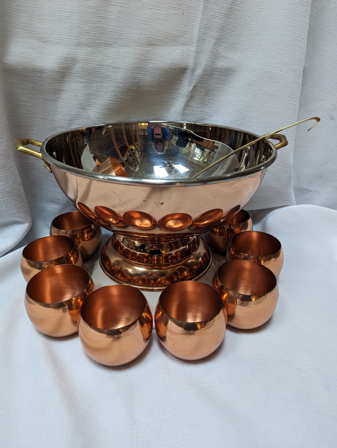 Vintage Copper and Brass Punch Bowl Set With 8 Coppercraft Etsy