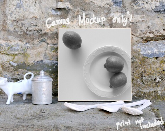 Square Canvas Mockup Rustic Style On Stone Wall Wall Square Canvas Mockup Rustic Style On Stone Wall Wall