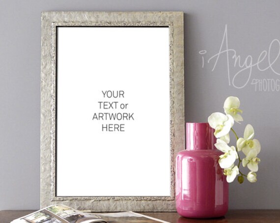 Frame Mockup Styled Photography Silver Frame Mock Up Flowers
