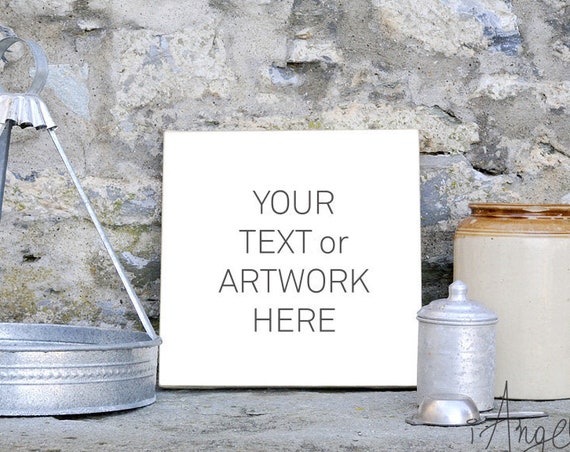 Picture Canvas Mockup Square Mockup Neutral Colors Stone Wall