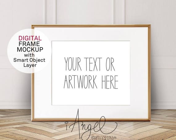 Gold Horizontal 8x10 Frame Mockup With Mounting Vintage White