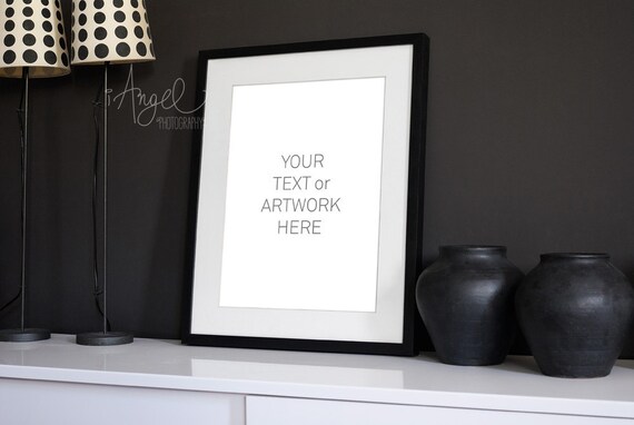 Black Frame Frame Mockup With Mounting Board Empty Frame