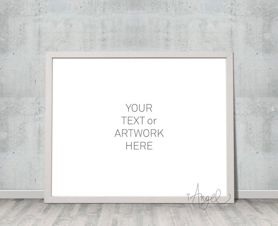 White Frame Mockup Horizontal Poster Mockup Stock Photo Concrete 3d Photorealistic Logo Mockup Free Download