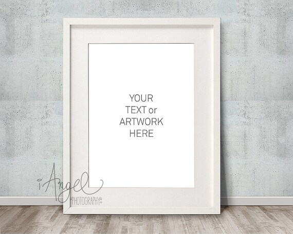 Vertical White Frame Mockup Concrete Wall Empty Frame Mockup