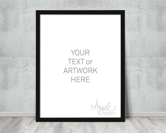 Black Vertical Frame Mockup Poster Mockup Concrete Wall Styled