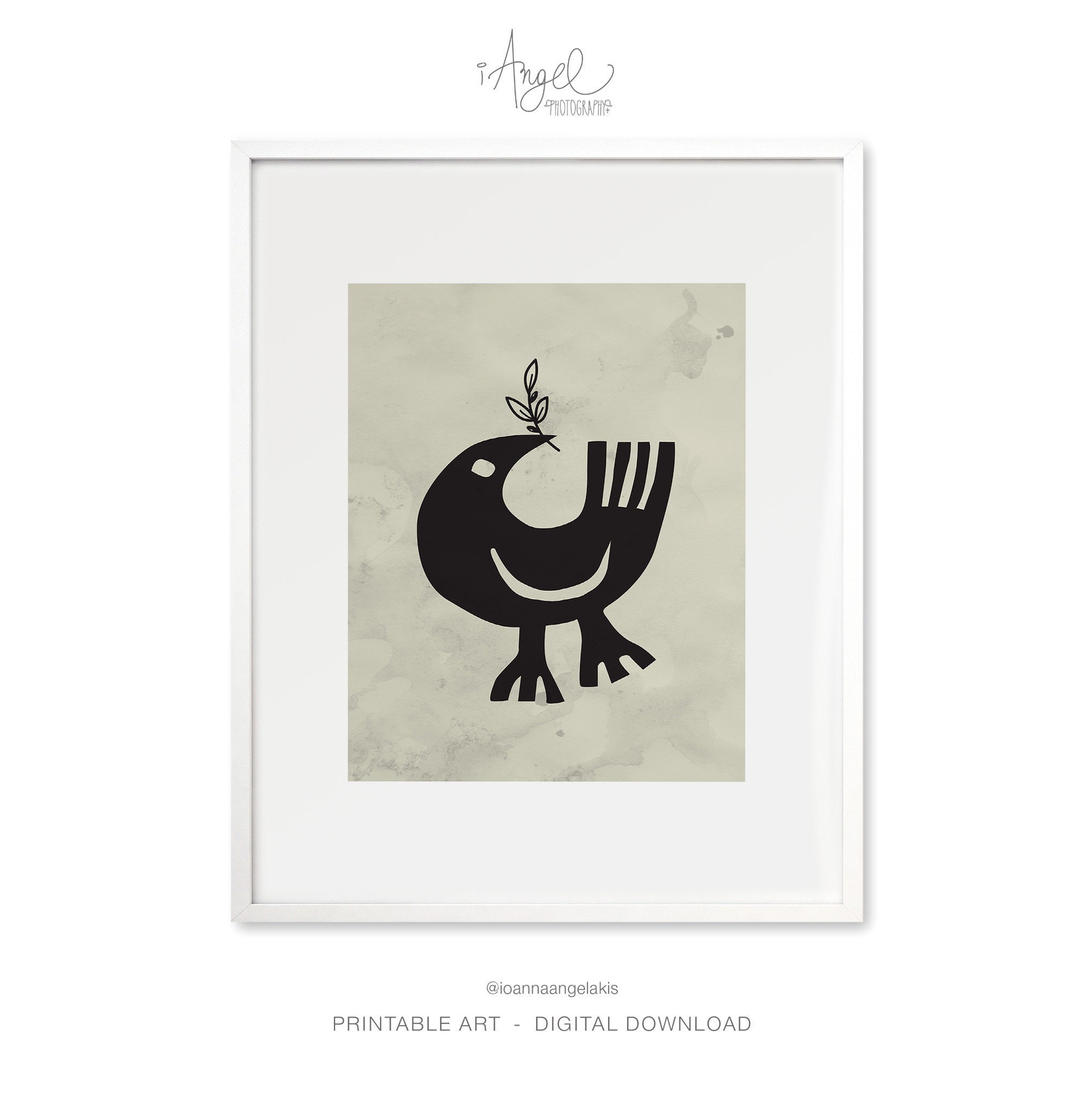 Black bird print Printable Wall Art Abstract Bold poster Etsy