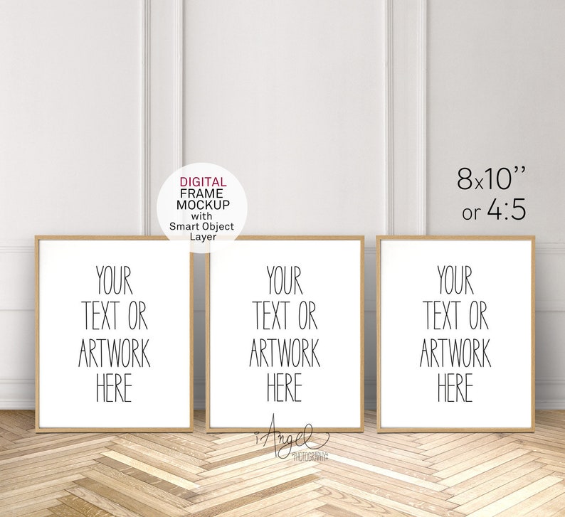 Set Of 3 Frames Mockup Ratio 4 5 Light Wood Vertical Image 0