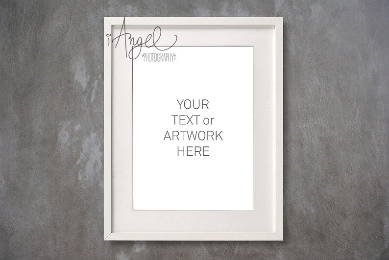 Vertical White Mockup Frame With Mounting Board Concrete Image 0