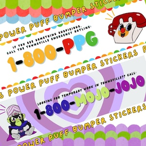 Pegatinas para parachoques de Las Chicas Superpoderosas / Mojo Jojo 1-800: ¡impermeables y duraderas! Kawaii PPG, nostalgia de los primeros años de Cartoon Network.