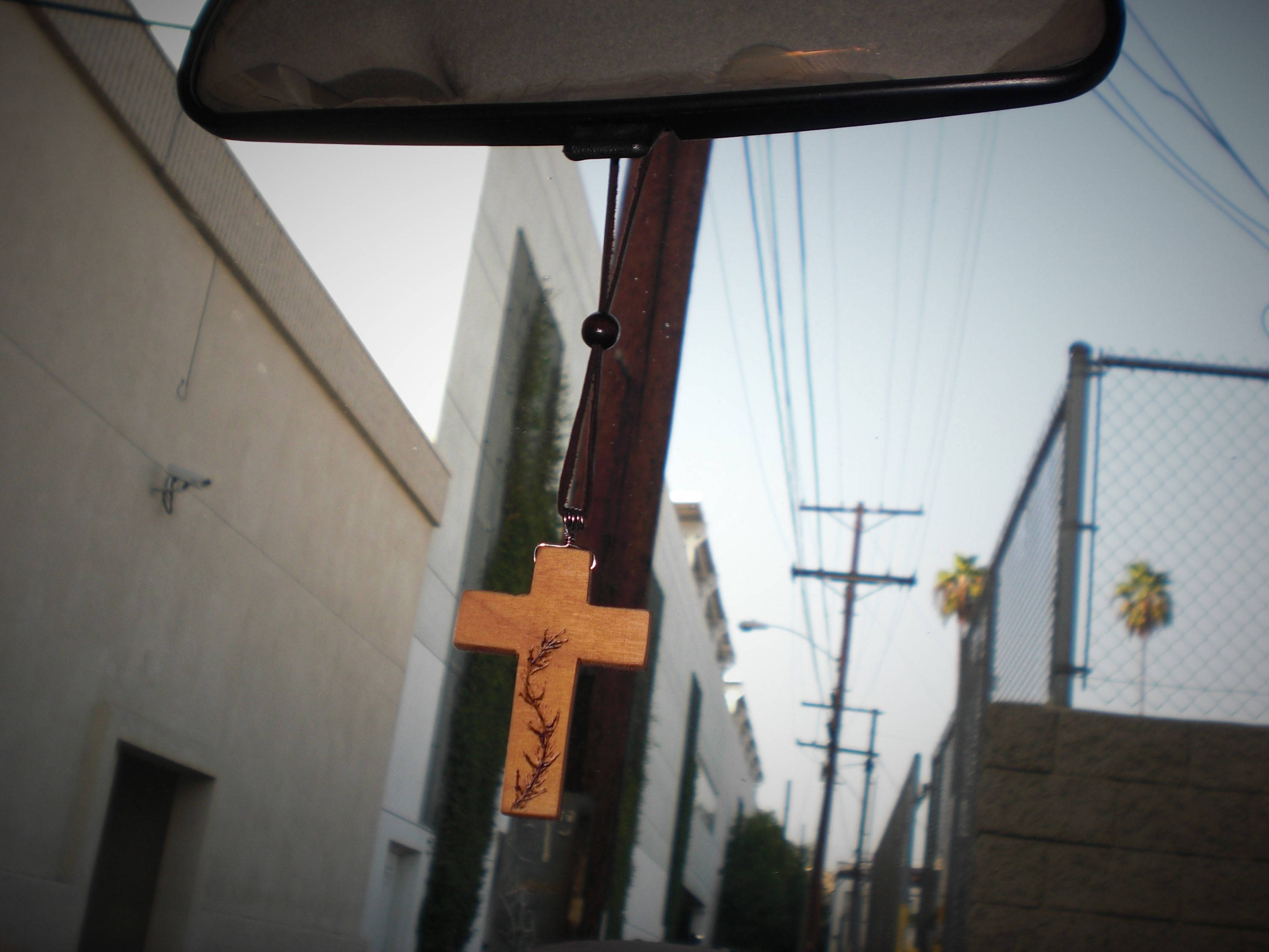 Rear View Mirror Cross Designlgp Wooden Cross Christian Etsy