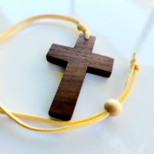 Rear View Mirror Cross-Simple-LG-Walnut wooden cross, car cross, rear view mirror