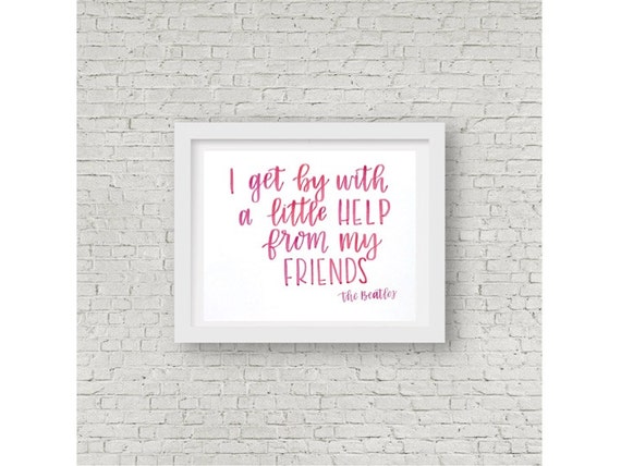 Beatles Lyrics Watercolor Print Calligraphy Quote Hand Etsy