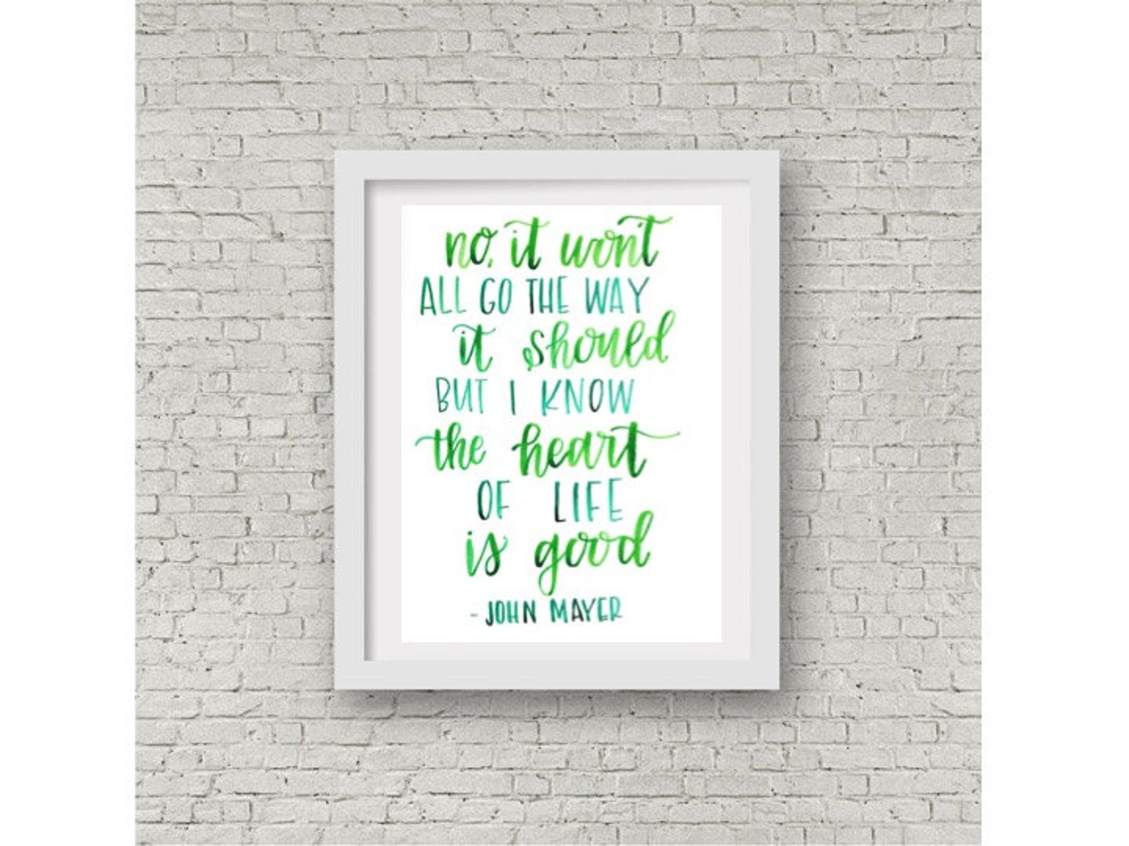 John Mayer Lyrics / Hand Lettered Wall Print / Watercolor | Etsy