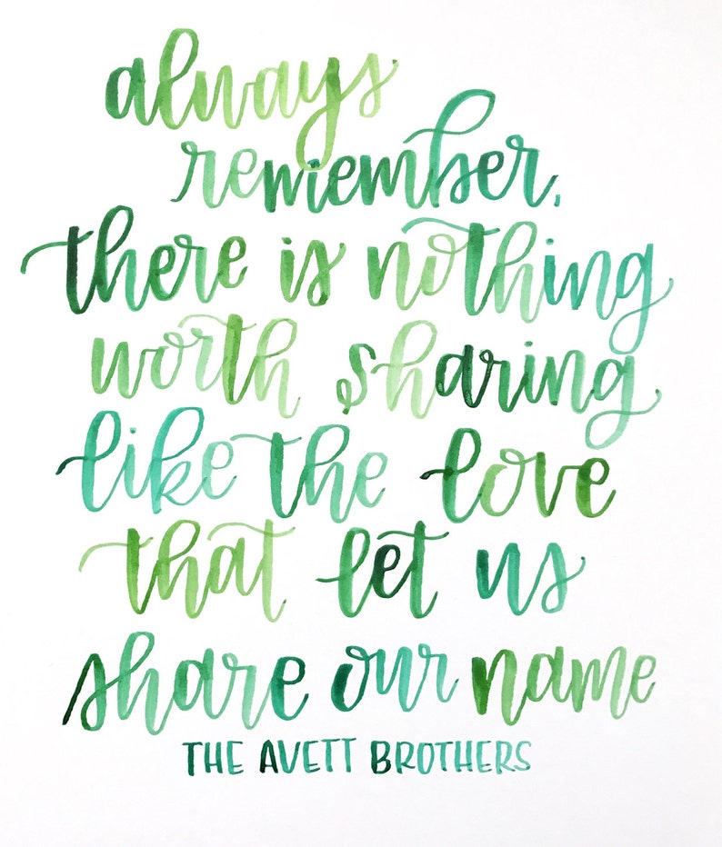 Avett Brothers Lyrics / Hand Lettering Wall Print / Etsy