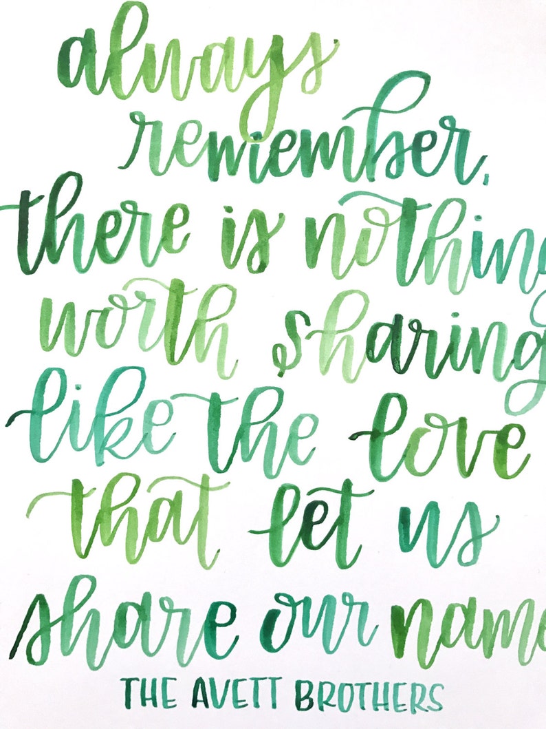 Avett Brothers Lyrics / Hand Lettering Wall Print / Etsy