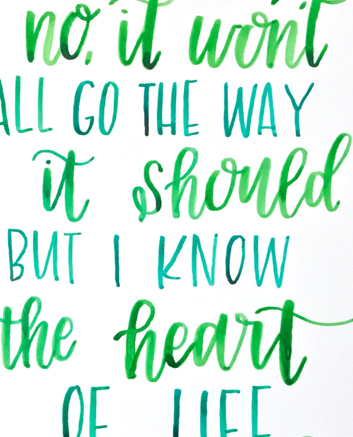 John Mayer Lyrics / Hand Lettered Wall Print / Watercolor | Etsy