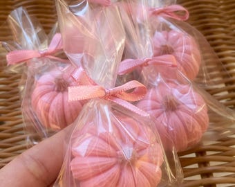 Mini Pink Pumpkin Soap Favors, Handmade Soap, Baby Shower Favors, Thanksgiving Soap Gifts, Pumpkin Themed Favors, Unique Fall Soap