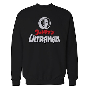 May include: Black sweatshirt with a white and gray graphic of a character's face and the text "ウルトラマン ULTRAMAN" in red and white.