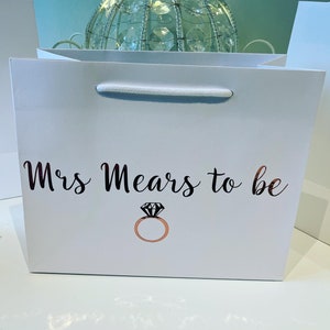 Mrs to be, gift bag, wedding, rose gold, personalised, Hen Do, Wedding Celebrations, Bride to be