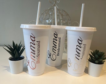 Personalised Hen Party Cold Cup with Straw, Bride to Be gift, Bride Tribe, Hen Party Favours, Wedding Party Gift, Bride, Bridesmaid