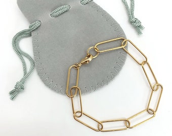 Gold Plated Paperclip Link Bracelet
