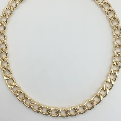 Chunky Curb Link Chain Choker Necklace Chic Gold Tone - Etsy