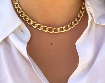 Adjustable Necklace, Gold Necklace, Curb Chain