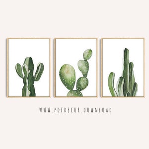 Tropical Decor, Set of 3, Cactus Decor, Cactus Wall Art, Botanical, Tropical Cactus, Cactus Art, Wall Art, Art, Set of 3 Prints,  Greenery