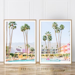 Set of 2 Art, Set of 2 Prints, Palm Tree, Saguaro Hotel, Palm Springs, Palm Springs Photo, Digital Print, Art, Wall art, Prints, Tropical