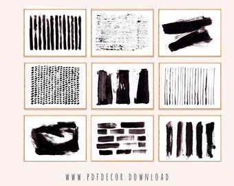 Black and White wall Art, Set of 9 Prints, Abstract Prints, Set of 9 wall art, Abstract Wall Art, Abstract Art, Set of 9 Art