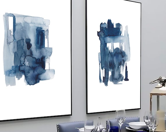 Set of 2 blue prints, Set of 2 prints, Set of 2 Wall Art, Blue Set Prints, Blue wall Art, Blue Abstract , Set of 2 Abstract Prints, Blue Art