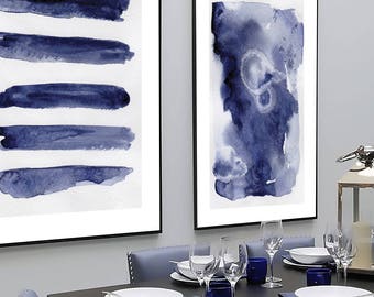 Navy Blue Wall Art Set, Set of 2 Blue Abstract, Set of 2 Prints, Set of 2 Wall Art, Set of 2 Blue Wall Art, Blue Abstract, Modern Art, Art