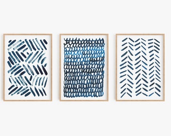 Set of 3 printable art, Blue White Set Prints, Abstract Wall Art, Set of 3 Abstract Art, Set of 3 Prints, Blue White Printable, Abstract Art