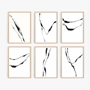 Set of 6 wall art,Printable,Black and White,Set of 6 prints,Art Print,Black and white decor,Black and White wall art,Abstract,Minimal,Art