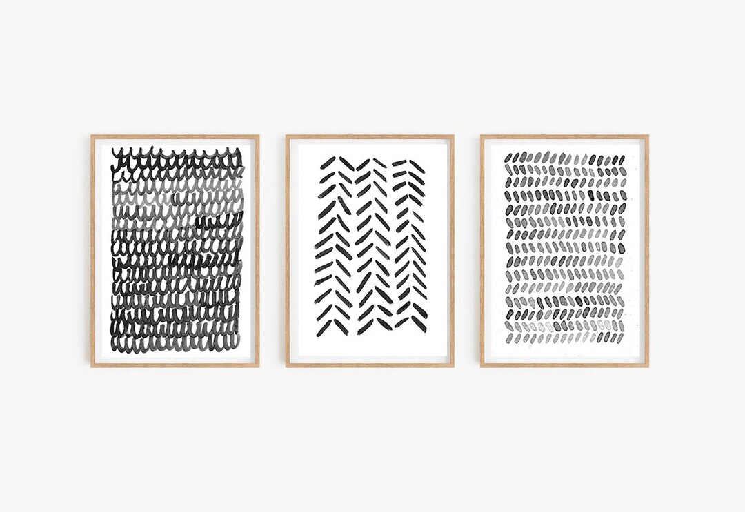 Set of 3 Black Wall Art Set of 3 Prints Modern Art Prints - Etsy