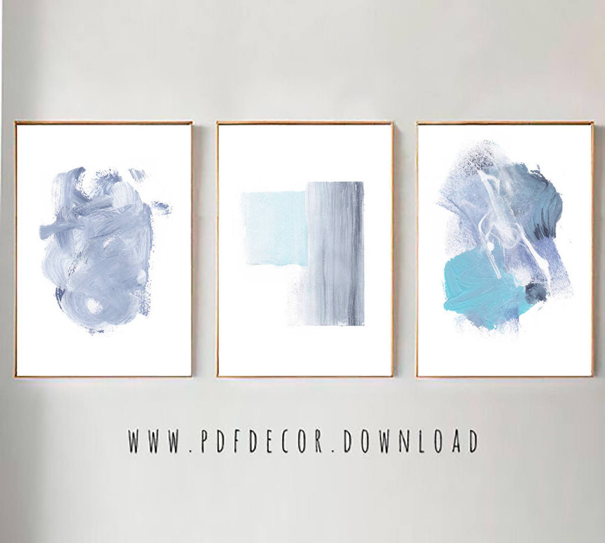 Set of 3 Abstract Art Set of 3 Blue Prints Set of 3 Prints Etsy