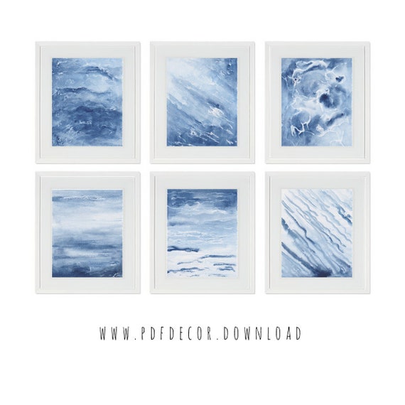 Set of 6 blue prints,Set of 6 wall art,Blue printable,Modern decor,Blue decor,Blue Prints,Watercolour prints,Blue wall art,Minimalist,Prints