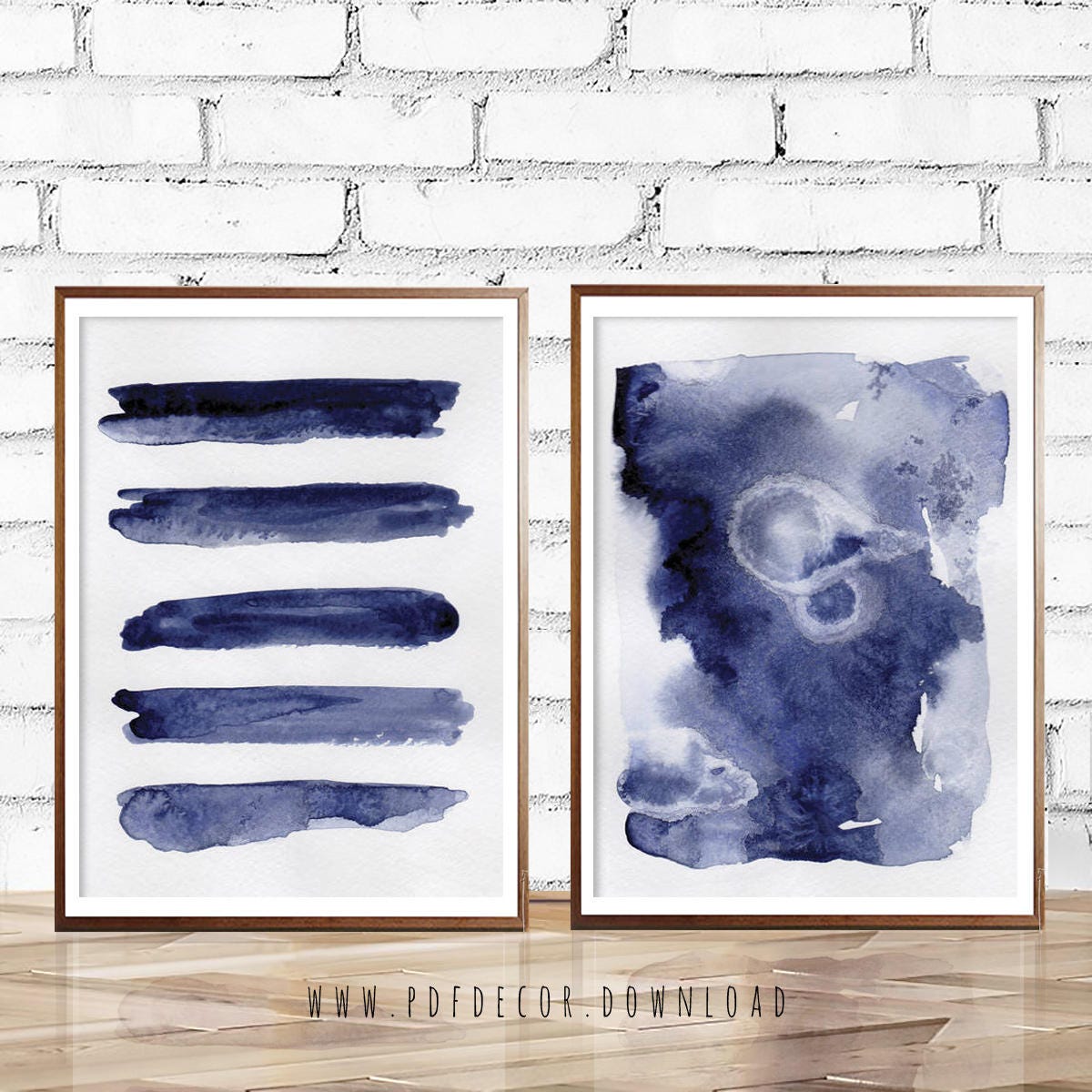 PRINTABLE Wall Art Wall Art Set Set of 2 Blue Abstract Set - Etsy