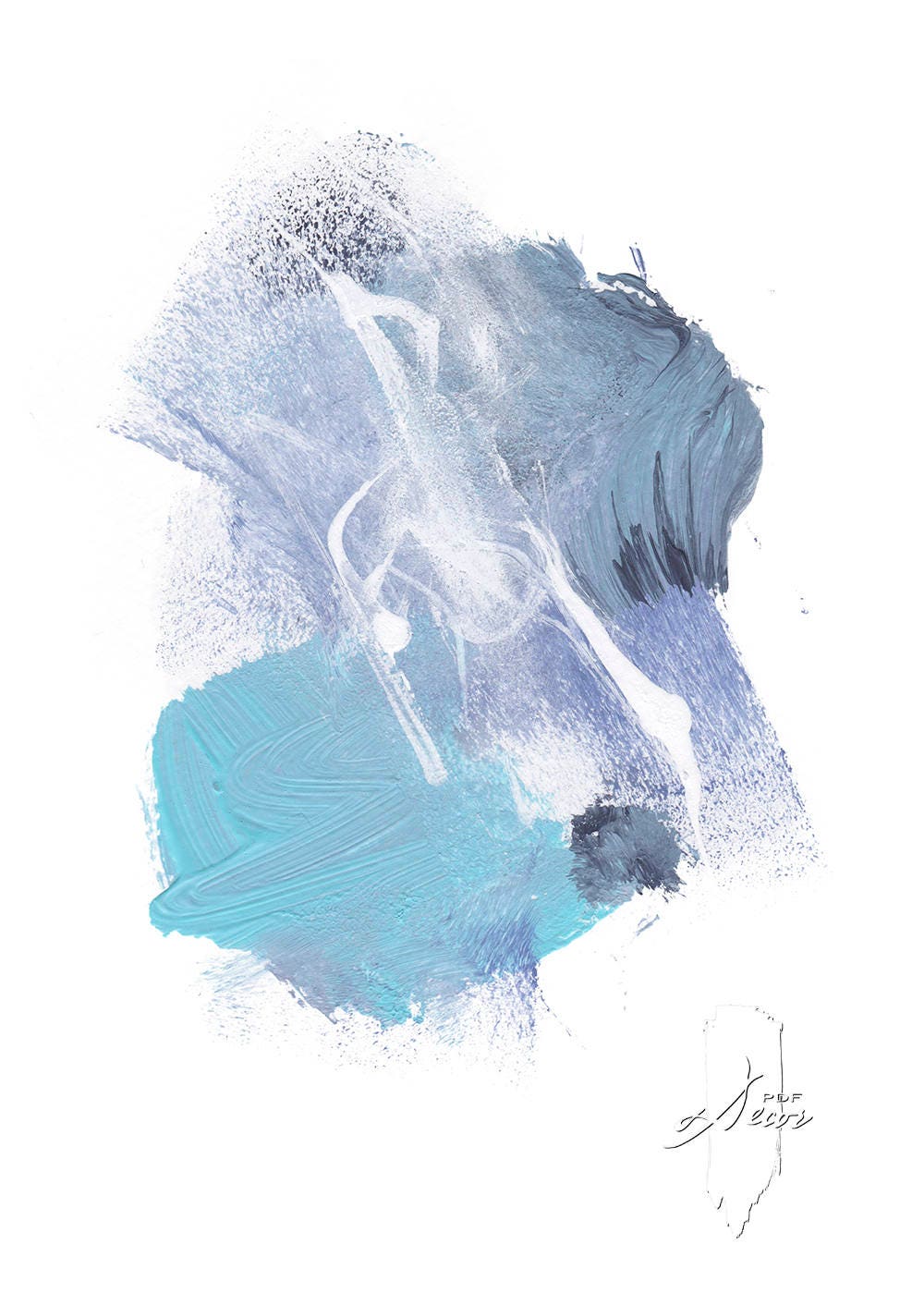 Set of 3 Abstract Art Set of 3 Blue Prints Set of 3 Prints Etsy