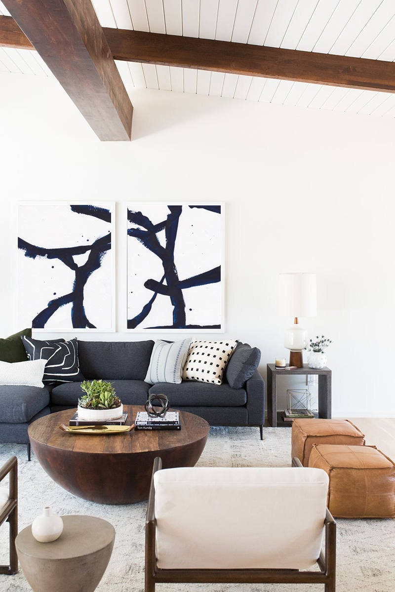 Blue Abstract Set, Set of 2 Wall Art, Set of 2 Prints, Blue Art, Blue