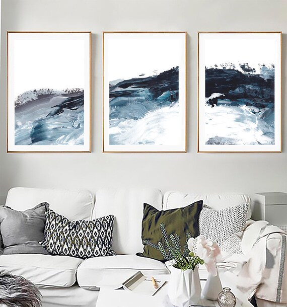 beach house decor blue leave painting abstract watercolor printable commercial use wall art printable 8x10 and 18x24 instant download
