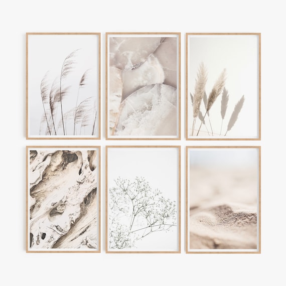 Natural Tones Wall Art Natural Style Set of 6 Prints Beige Wall Art Contemporary Prints Large Wall Art Set of Prints Prints Sets Printable