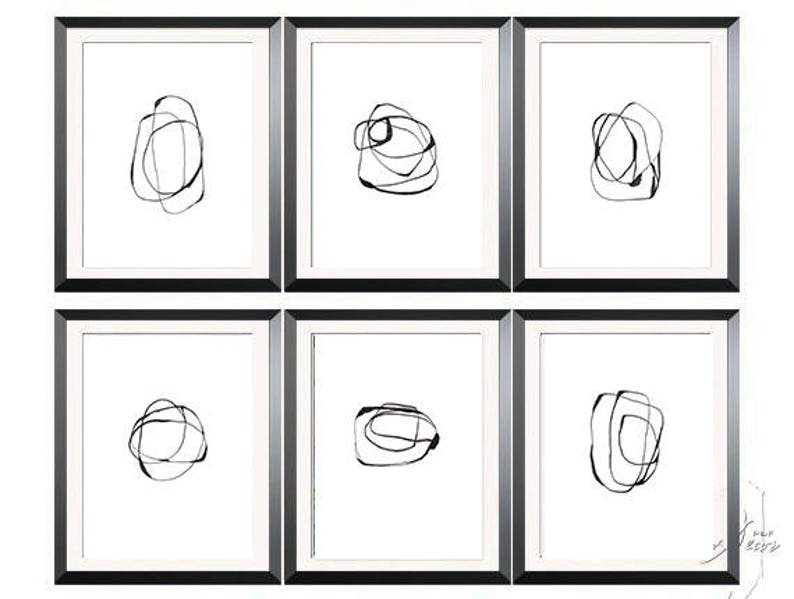 Set of 6 Black White Abstract Art Set of 6 Prints Abstract Etsy Canada