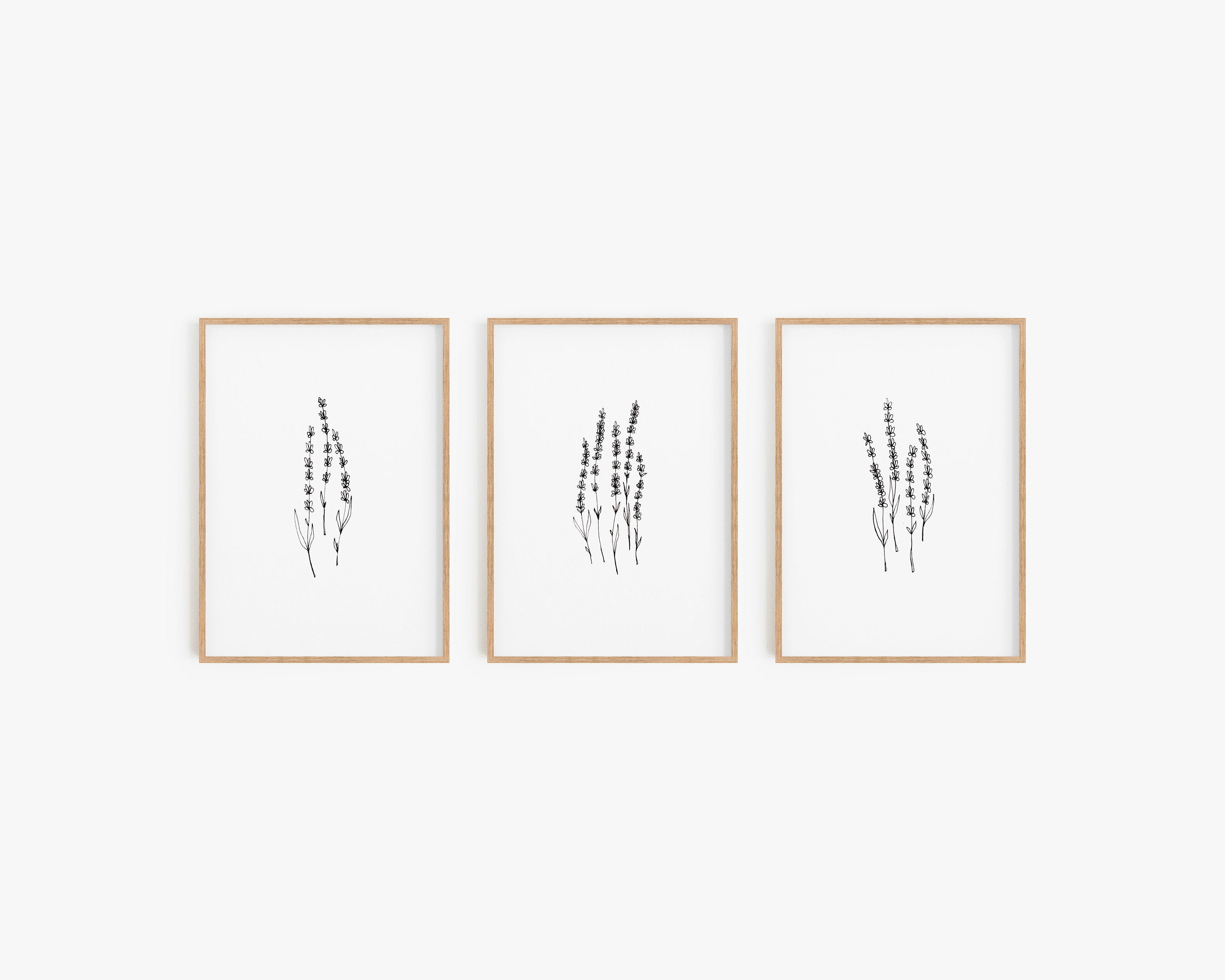 Set Of 3 Prints Lavender Prints Black And White Prints Minimalist