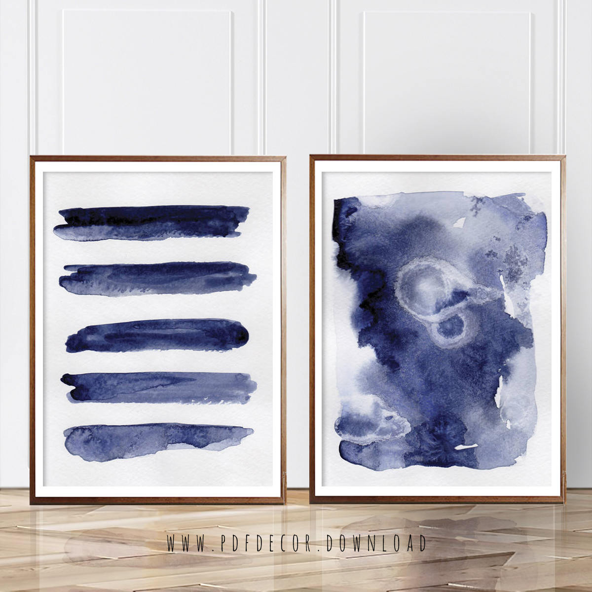 PRINTABLE Wall Art Wall Art Set Set of 2 Blue Abstract Set Etsy