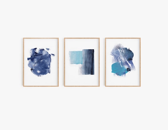 Set of 3 printable art, Blue White Set Prints, Abstract Wall Art, Set of 3 Abstract Art, Set of 3 Prints, Blue White Printable, Abstract Art