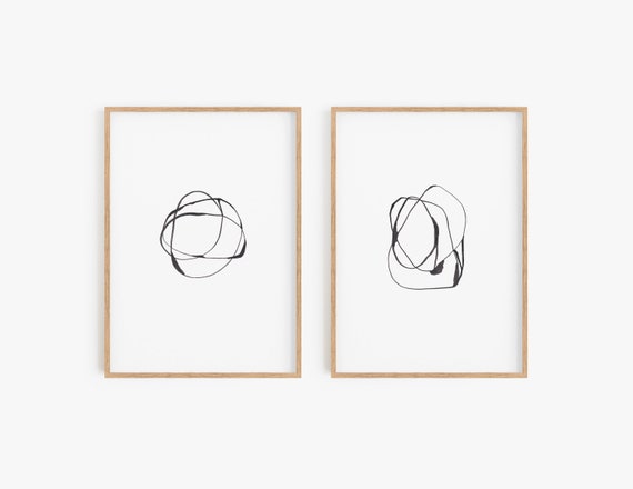 Set of 2 Abstract Prints, Set of 2 Abstract Wall Art, Contemporary Art, Minimalist Art, Set of 2 Prints, Black White Wall Art, Art Prints